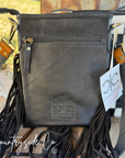 Bandit Checkered Buckle Fringe Purse