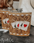 Gambler Tooled Leather Flask by Countryside Co.
