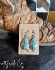 Lightweight Hammered Silver Cross Dangle Earrings With Faux Turquoise Accents Casual