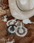 Horseshoe Cowhide Coaster Set
