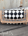 Zadie Checkered Tooled Leather Wallet