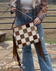Longhorn Trail Cowhide Checkered Purse