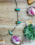 22” Chunky Turquoise & Dark Brown Shell Heishi Necklace