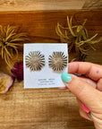 Square Cross Stud Earrings with Longhorn Skull – Sterling Silver