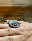 Adjustable Cowboy Hat Ring – Kingman Turquoise – Sterling Silver – Navajo Handmade by Robby Manuelito – USA