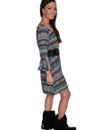 34"dress W/scoopneck & Ruffle 3/4slv - E155