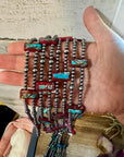 Pink/blue Double Strand Necklace – 13” Beaded – Sterling Silver Pearls & Rectangle Variscite
