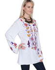 Floral Emb. Blouse W/bell Sleeves - E190
