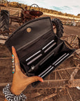 The Hazy Elva Wallet (Black Leather ) a Haute Southern Hyde by Beth Marie Exclusive