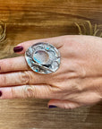 Adjustable Cowboy Hat Ring – Kingman Turquoise – Sterling Silver – Navajo Handmade by Robby Manuelito – USA