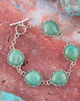 Intricate Green Turquoise and Sterling Silver Toggle Bracelet