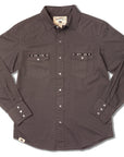 Classic Western Pearl Snap Shirt Featuring Subtle Embroidered Leaves And Blossoms