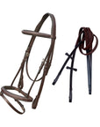 ExionPro Twin Designer Fancy Stitched English Snaffle Bridle with Reins