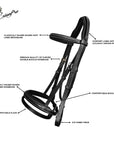 ExionPro Pressure Relief Crown Raised Padded Jumping Bridle with Reins