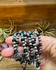 Black Onyx & Sterling Silver Pearl Bracelet – 5mm