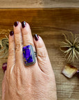 Purple Dahlia Ring – Sterling Silver – Native Made by M. Spencer – Size 8