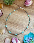 16.5” Sky Blue Lone Mountain Turquoise Nugget Necklace – 3mm Sterling Silver Pearls