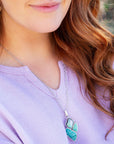 Blue Abalone Fire Sterling Silver Cluster Pendant Necklace