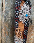 Two Tone Hand Painted flower Browband Headstall / Bridle