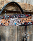 Two Tone Hand Painted flower Browband Headstall / Bridle