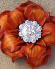 Orange Gardenia Leather Flowers - 1" Crystal Conchos - Options