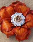 Orange Gardenia Leather Flowers - 1" Crystal Conchos - Options