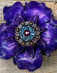 Purple Gardenia Leather Flowers - 1" Crystal Conchos - Options