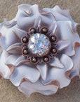 White Gardenia Leather Flowers - 1" Crystal Conchos - Options