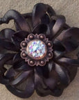 Black Lotus Leather Flowers - 1" Crystal Conchos - Options
