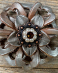Silver Lotus Leather Flowers - 1" Crystal Conchos - Options
