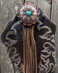 Boot Cuff Jewelry - Copper Turquoise Flower Concho - Fringe