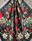 35X35" Black and Silver Tulips and Lilies Wild Rag / Scarf WR1011