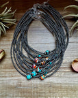14-Inch Sterling Silver Pearl & Mojave Bead Choker