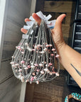 15 Inch Pink Conch Saucer Necklace and Sterling Silver Beads