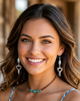 Turquoise Color Stone Spur Dangling Earrings