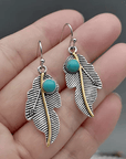 Turquoise Leaves Dangle Silver Fashion Earrings WA185