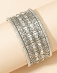 Western Silver Wide Fashion Bracelets - Clear