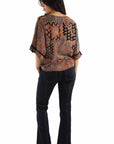 Rayon Paisley Print Tie Front Blouse - HC1042