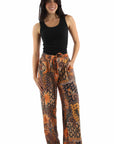 Tie Front Palazzo Pants Made From Rayon With Paisley Floral Print