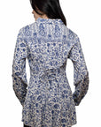 Printed Blouse W/lace Up Back - HC1056