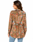 Floral Print Blouse W/lace Up Back - HC1059
