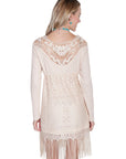 Lace/fringe Dress W/knit Sleeves - HC230
