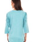 Ultra Suede Fringe Pull Over Top - HC773