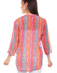 Button Up Print Blouse - HC809