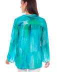Pullover Tie Front Print Blouse - HC814