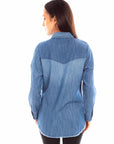 Denim Blouse W/emb Yokes - HC838