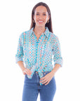L/s Eyelet Button Up Blouse - HC897