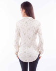 Snap Front Blouse W/floral Print - HC904