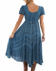 Capsleeve Printed Lace Front Dress - HC959