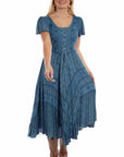 Capsleeve Printed Lace Front Dress - HC959